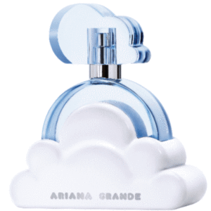 白い雲の上にブルーのボトル、トップもブルーの雲形